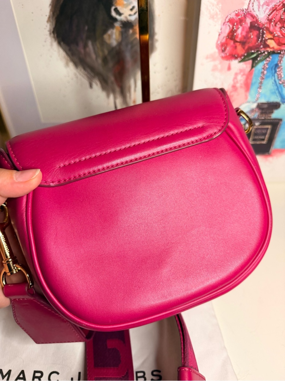 Marc Jacobs Bright Pink Compact Crossbody with Branded Strap - Picture 7 of 8